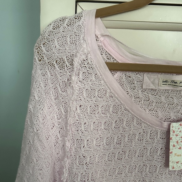 Free People Soft Pink Embroidered Knit Sweater - Picture 5 of 6